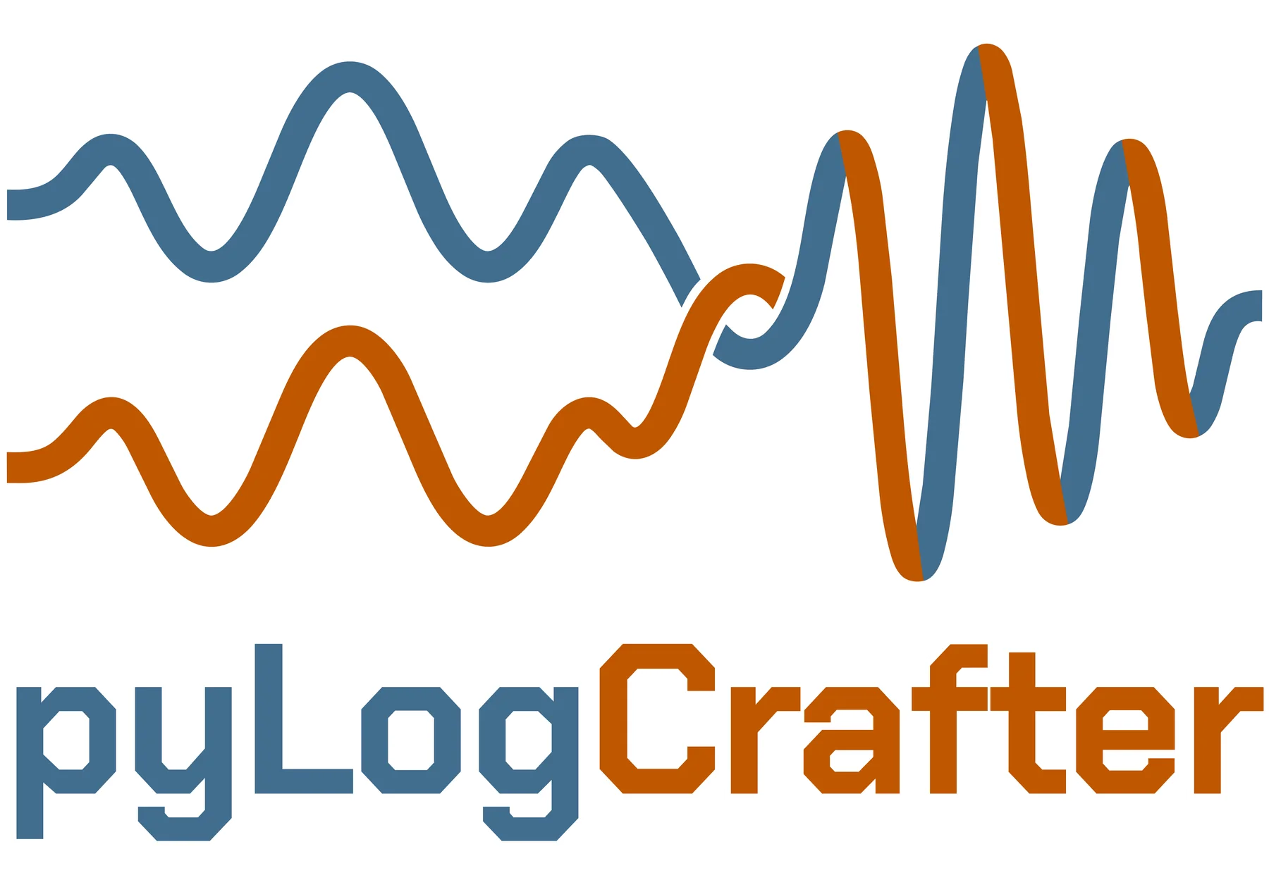 pyLogCrafter logo, two wavy log curves above the name.