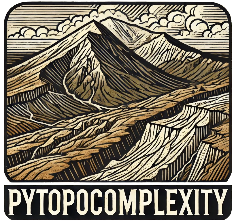 pyTopoComplexity logo, a line drawing of ridged mountains